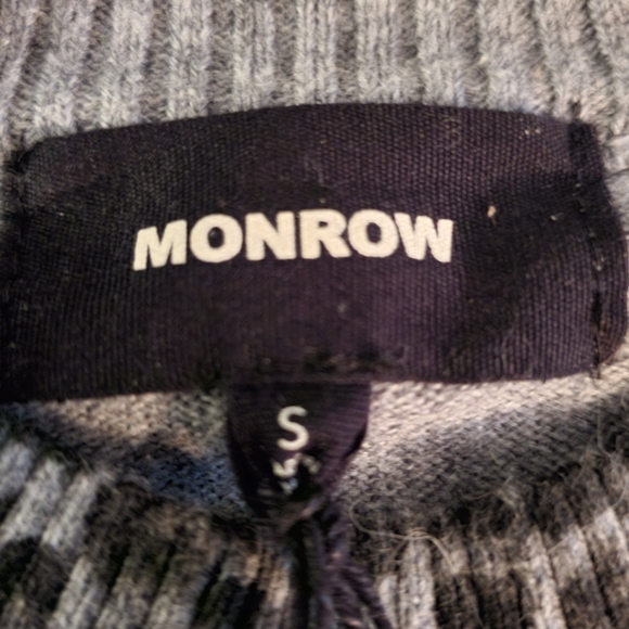 Monrow Leopard Mock Neck Cotton Cashmere Blend Black Grey xs & S NWT - Picture 4 of 6